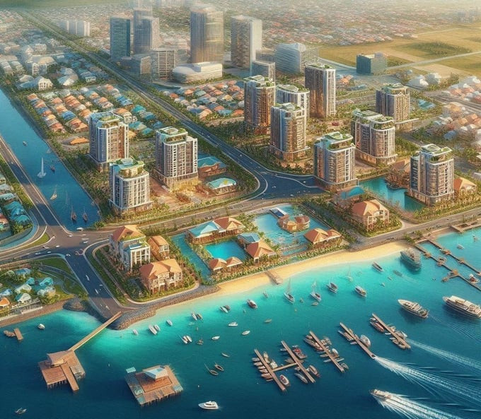 Vinhomes Cam Ranh dự kiến sẽ hoàn thành vào năm 2027. Ảnh: AI